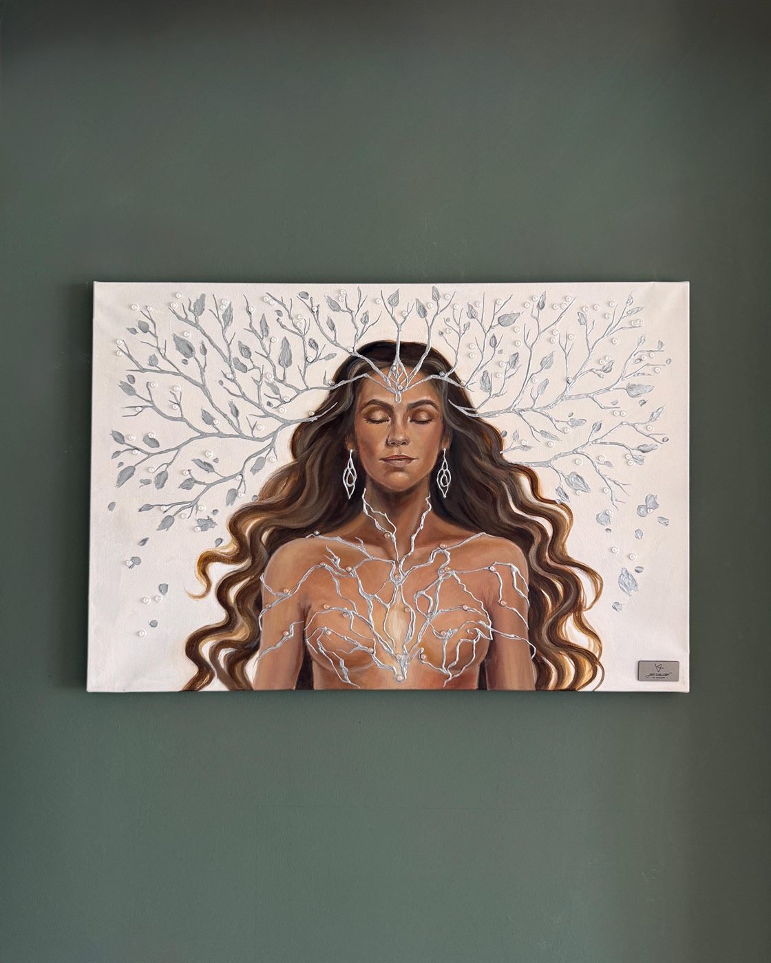 árbol de plata, Made to order, any size — A woman with silver branches growing from her head.