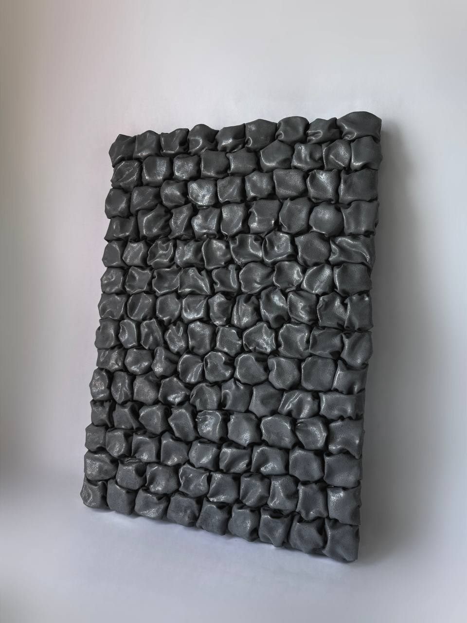 Formas oscuras, 70×100 cm — Polymer clay on a solid wooden base.