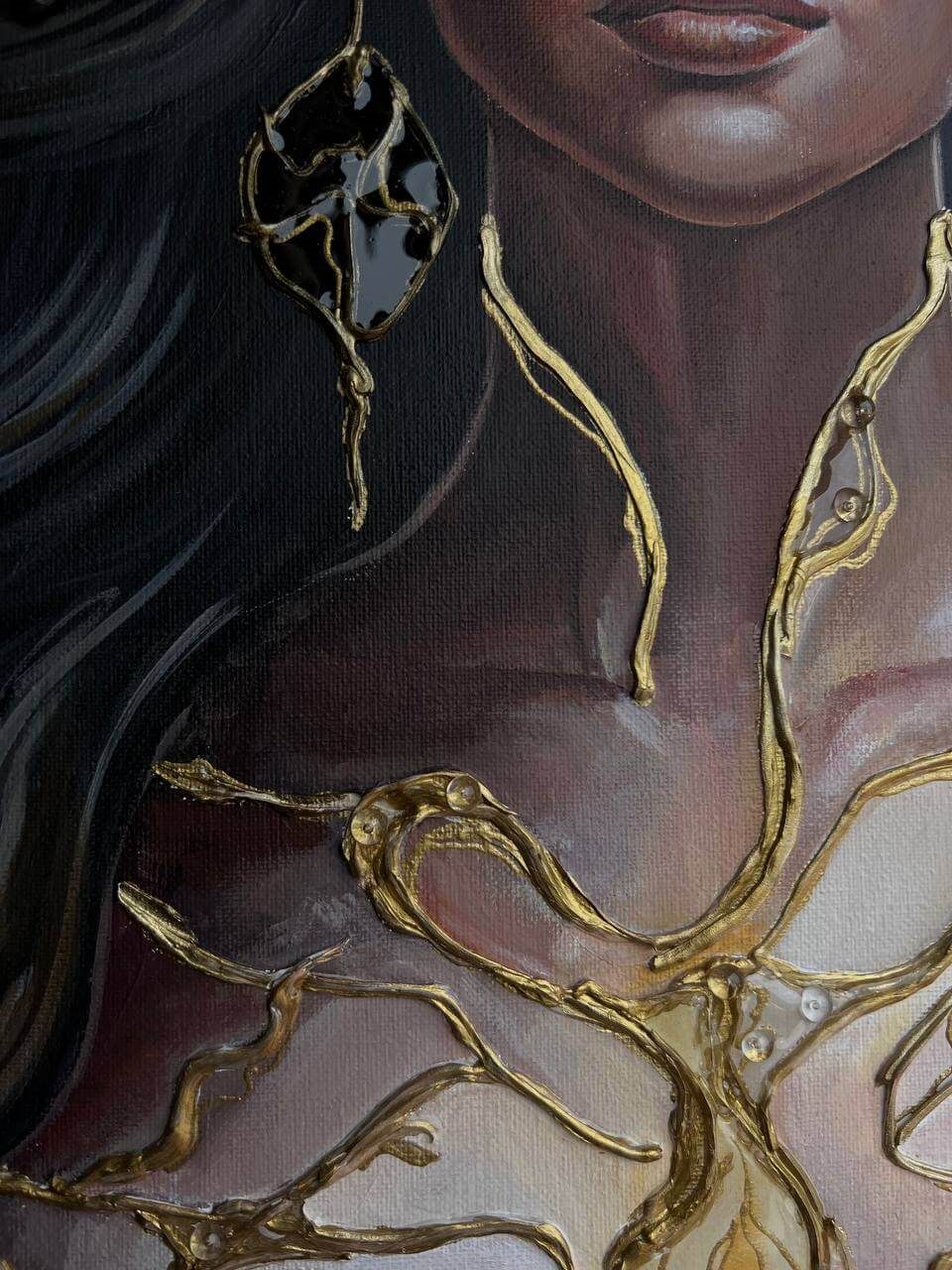 Fortuna Woman, 70×100 cm — Fortuna, the goddess of prosperity, inside an abstract tree of life.