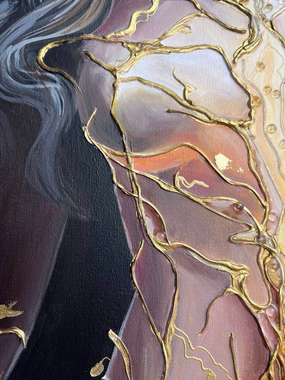 Fortuna Woman, 70×100 cm — Fortuna, the goddess of prosperity, inside an abstract tree of life.