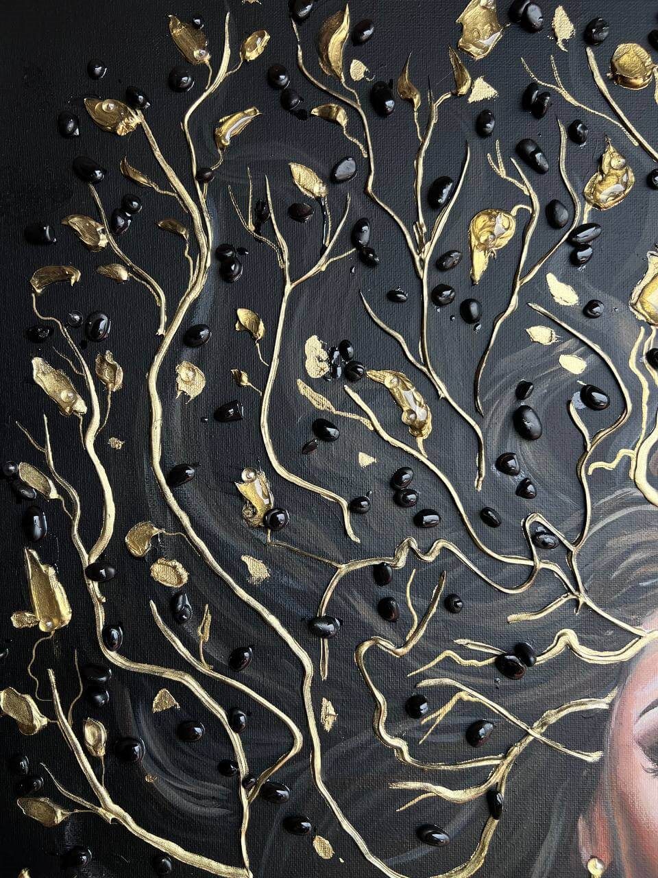 Fortuna Woman, 70×100 cm — Fortuna, the goddess of prosperity, inside an abstract tree of life.
