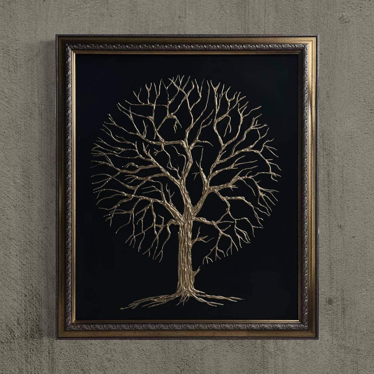 GOLDEN TREE - Circle of Life, Made to order, any size — A gold tree whose branches and roots meet in a circle.