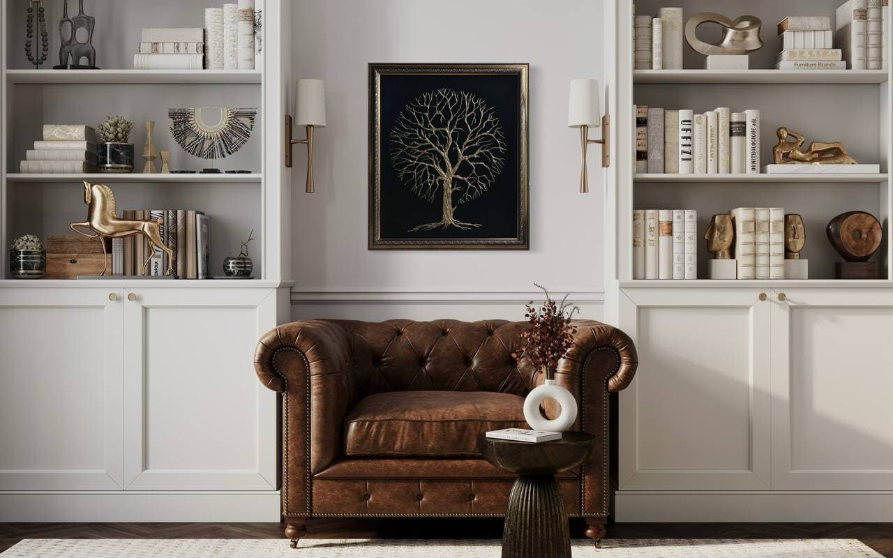 GOLDEN TREE - Circle of Life, Made to order, any size — A gold tree whose branches and roots meet in a circle.