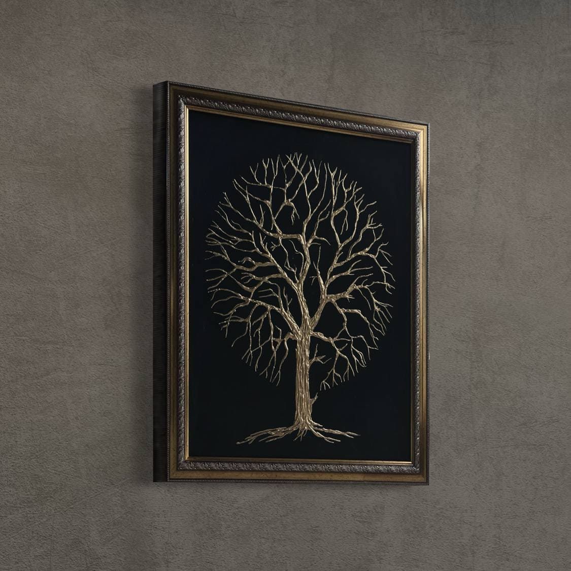 GOLDEN TREE - Circle of Life, Made to order, any size — A gold tree whose branches and roots meet in a circle.